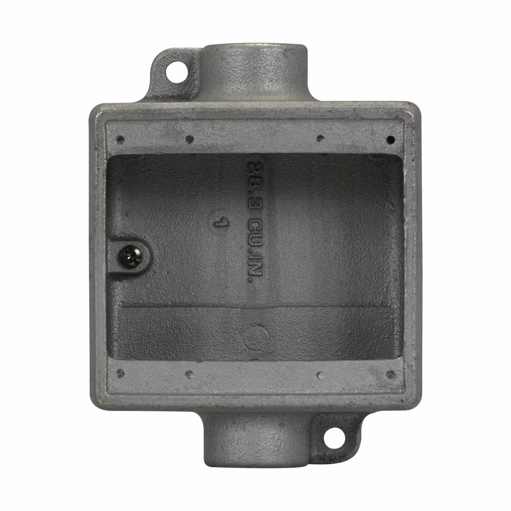 EATON Crouse-Hinds Condulet® FDC222 2-Entry Deep Device Box, 3/4 in Trade, 2 Gangs, Feraloy® Iron Alloy, Aluminum Acrylic Painted/Electro-Galvanized