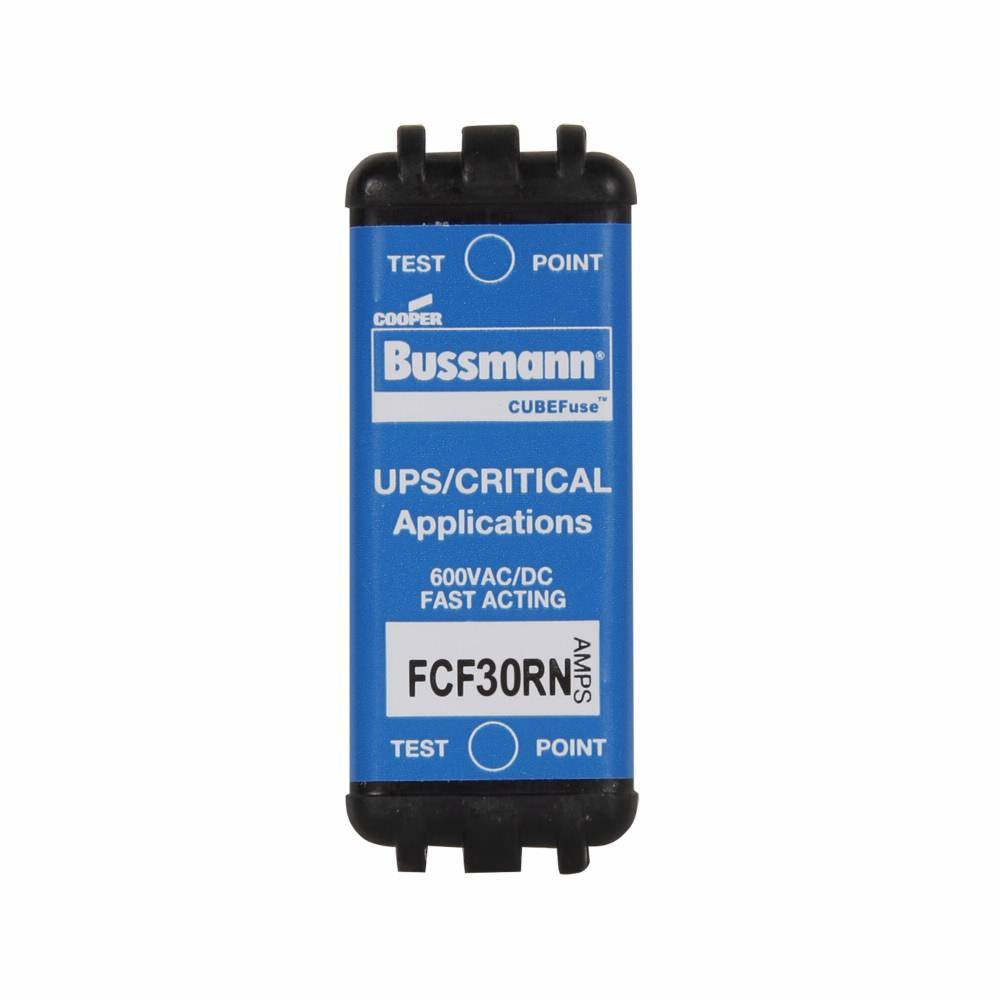 Bussmann CUBEFuse™ FCF30RN Fast Acting Non-Indicating Fuse, 30 A, 600 VAC/VDC, 50/300 kA Interrupt, Class: CF, Cartridge Body