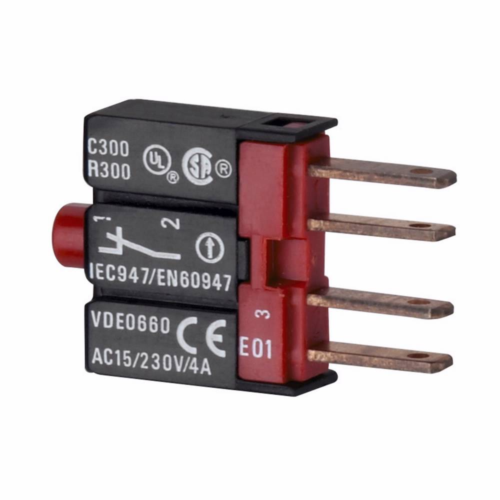 EATON E01 RMQ-16 Contact Block, 16.2 mm, NC Contact, Black/Red