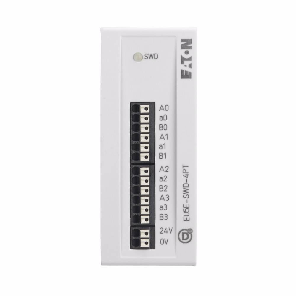EATON EU5E-SWD-4AX 8-Pole Input/Output SmartWire Pilot Device Module, 4 Inputs, 2 kV Signal Range, 12 bit Resolution, +/-0.5 % Accuracy