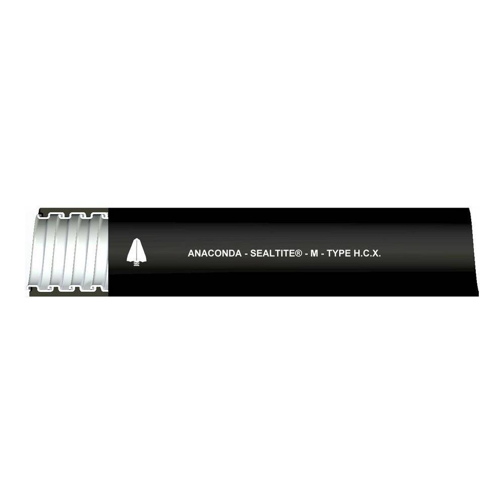 Anaconda Sealtite® 39138 Type HCX Extreme Temperature Standard Liquid Tight Flexible Metal Conduit With Cord Packing, 1 in Trade, 1.03 to 1.055 in ID x 1.29 to 1.315 in OD, 400 ft Reel L, Thermoplastic PVC/Steel