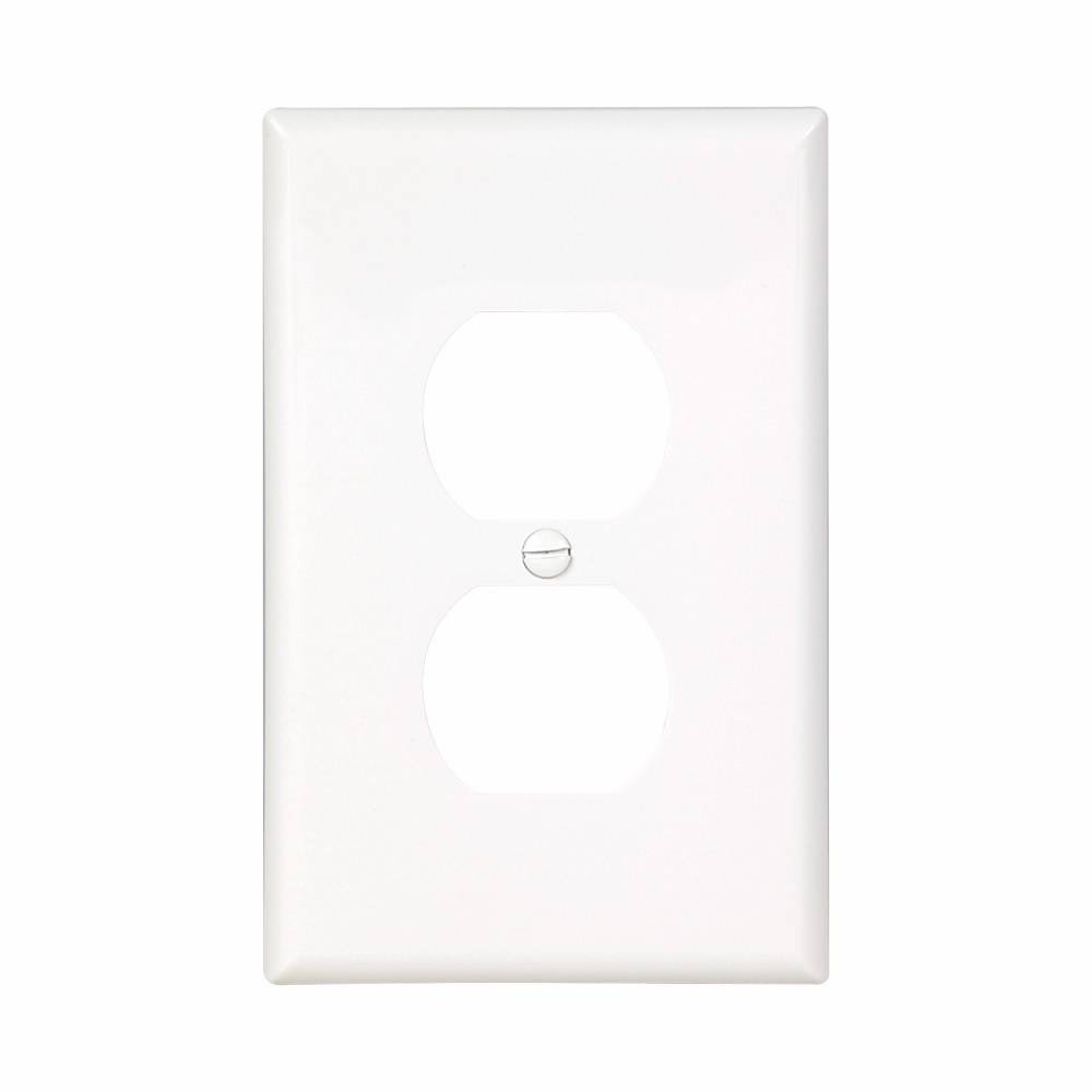 EATON Arrow Hart™ Eaton Wiring Devices PJ8W PJ Series Mid-Sized Receptacle Wallplate, 1 Gangs, 4.87 in H x 3.12 in W, Polycarbonate/Thermoplastic, White