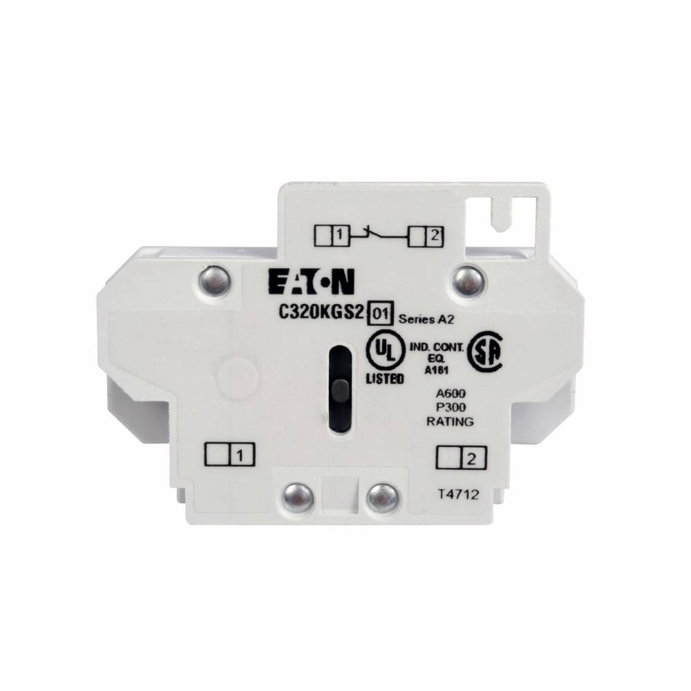 EATON C320KGS2 Auxiliary Contact, 120/600 VAC, 10/60 A, 1 Contacts, Silver Cadmium Alloy