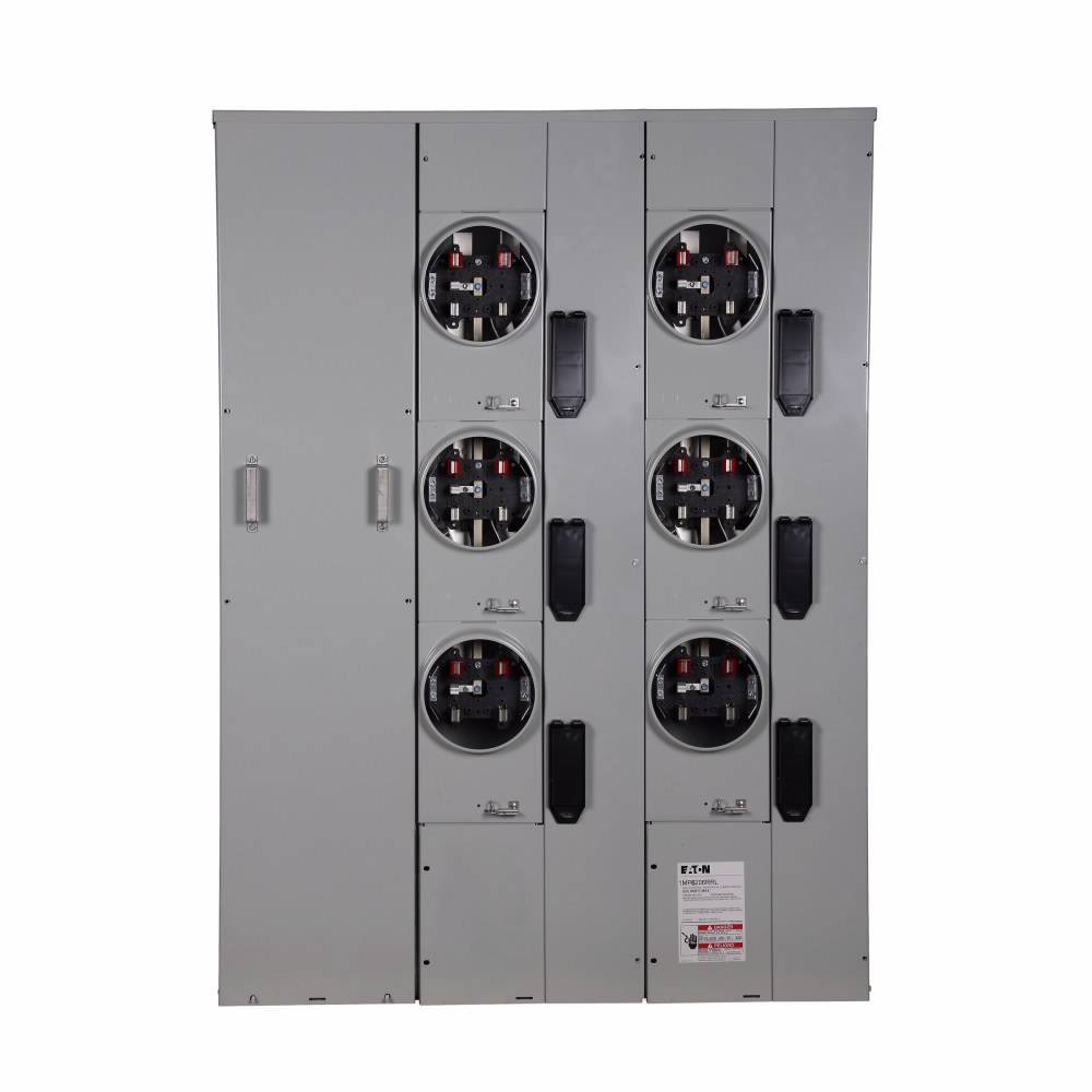 EATON 1MP6206RRL 3-Wire Group Metering Meter Pack, 200 A Self-Contained Socket, Underground Feed, 120/240 VAC, 600 A Bus