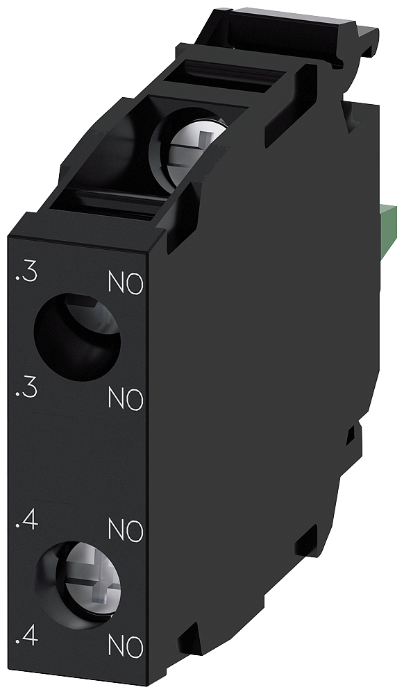 Siemens SIRIUS ACT 3SU14001AA101NA0 Standard Contact Module, 2NO Contact, 10 A at 24 VAC, 0.1 A at 500 VDC Contact, Gold Plated Contact, Black