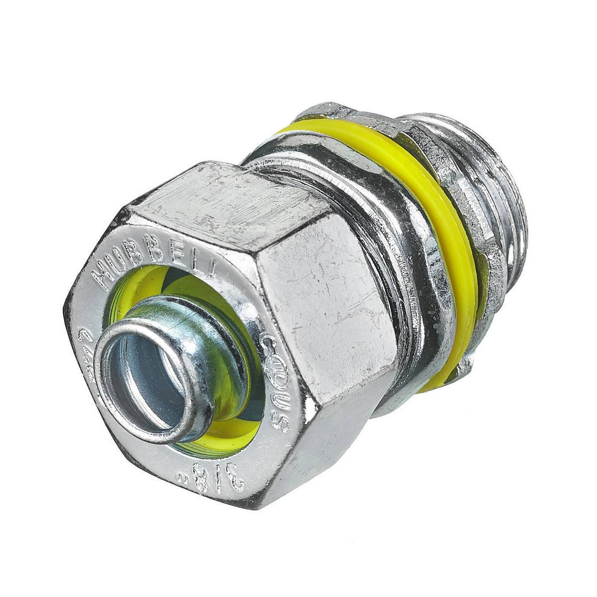 Wiring Device-Kellems H038 Non-Insulated Straight Male Metallic Liquidtight Connector, 3/8 in Trade, Steel, Zinc Plated
