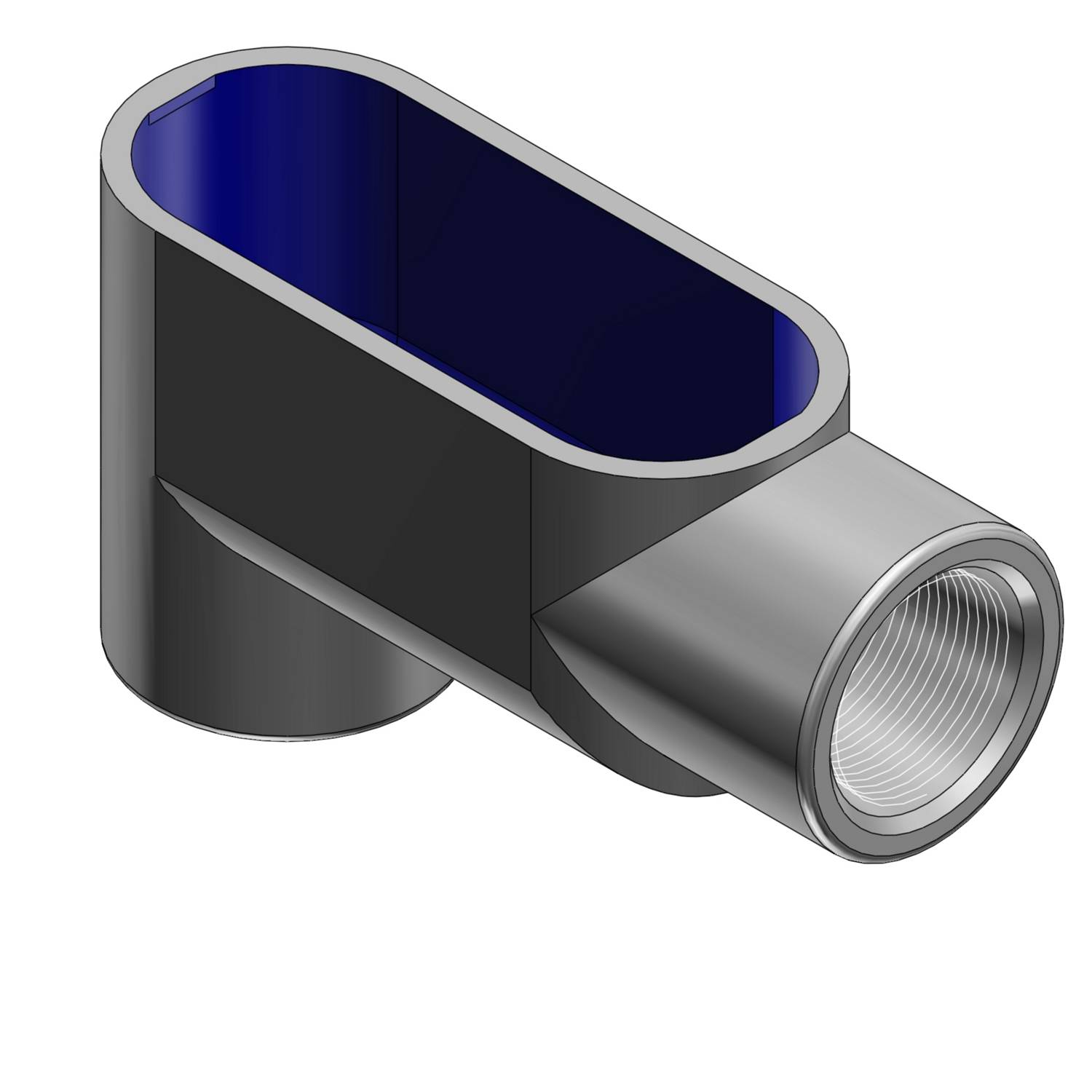 T&B® BlueKote® LB67 Type LB Conduit Body, 2 in Hub, Form 7 Form, 51 cu-in Capacity, Gray Iron, Epoxy Powder Coated/Zinc Plated