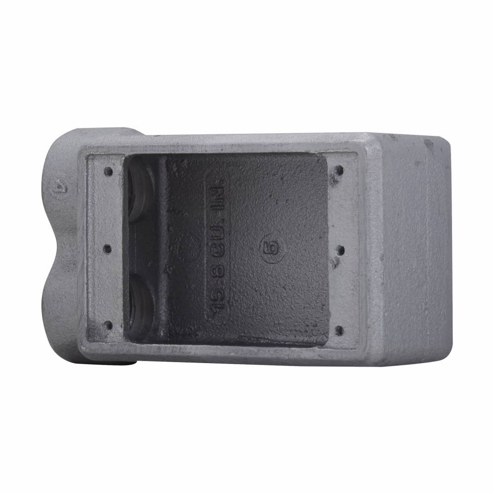 EATON Crouse-Hinds Condulet® FSS2 Type FSS Shallow Device Box, Feraloy® Iron Alloy, 1 Gang, 2 Outlets, 2 Knockouts, 2-3/4 in W x 1-7/8 in D x 5-5/32 in H