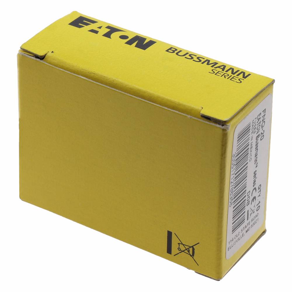 Bussmann Tron® FNQ-20 Low Voltage Supplemental Time Delay Midget Fuse, 20 A, 500 VAC, 10000 A Interrupt, Class: Supplemental, Cartridge Body