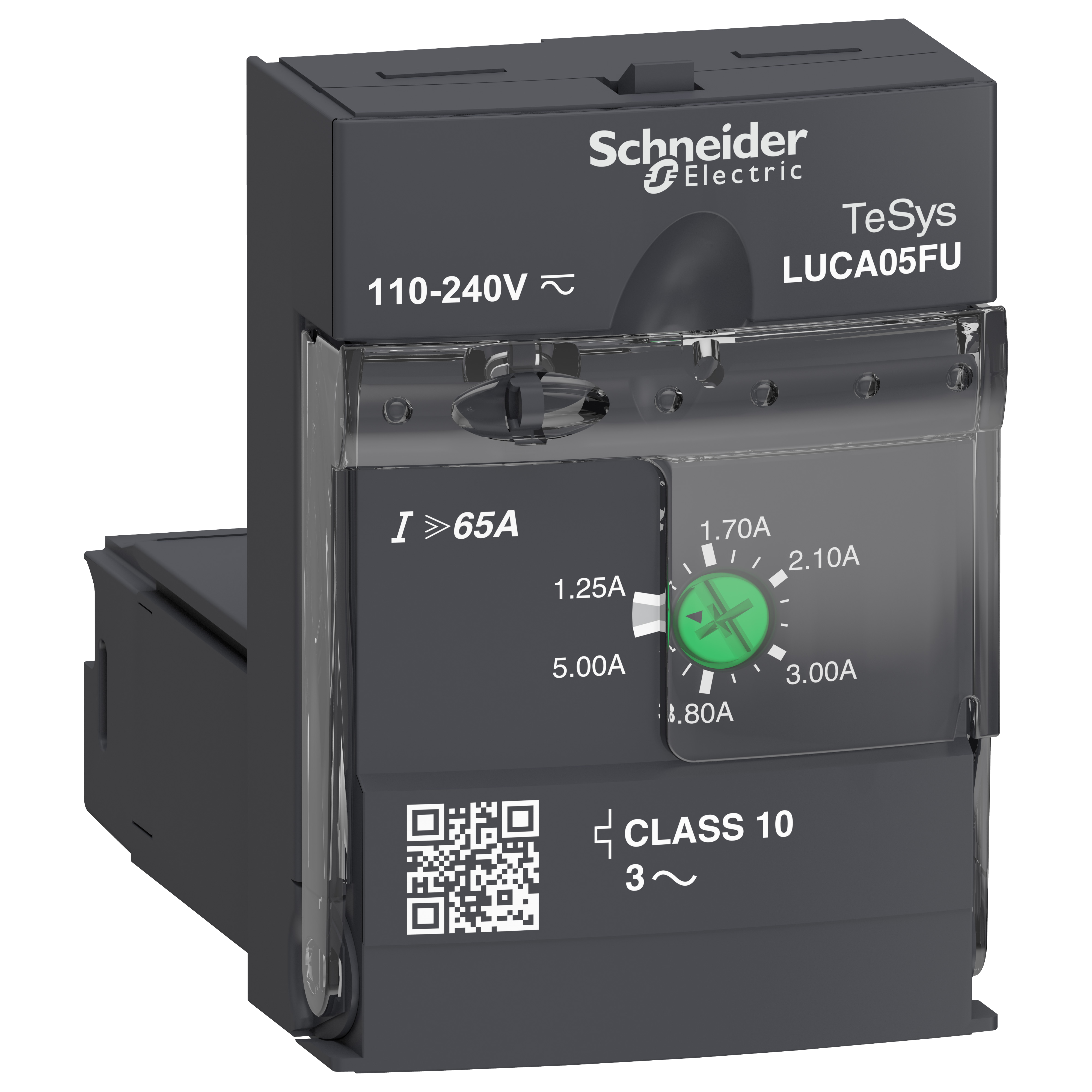 Schneider Electric Square D™ TeSys™ U LUCA05FU 3-Phase Manual Solid State Standard Control Unit With Class 10 Solid State Reset, 3 Poles, For Use With LUFC00 and LUFN Communication Module