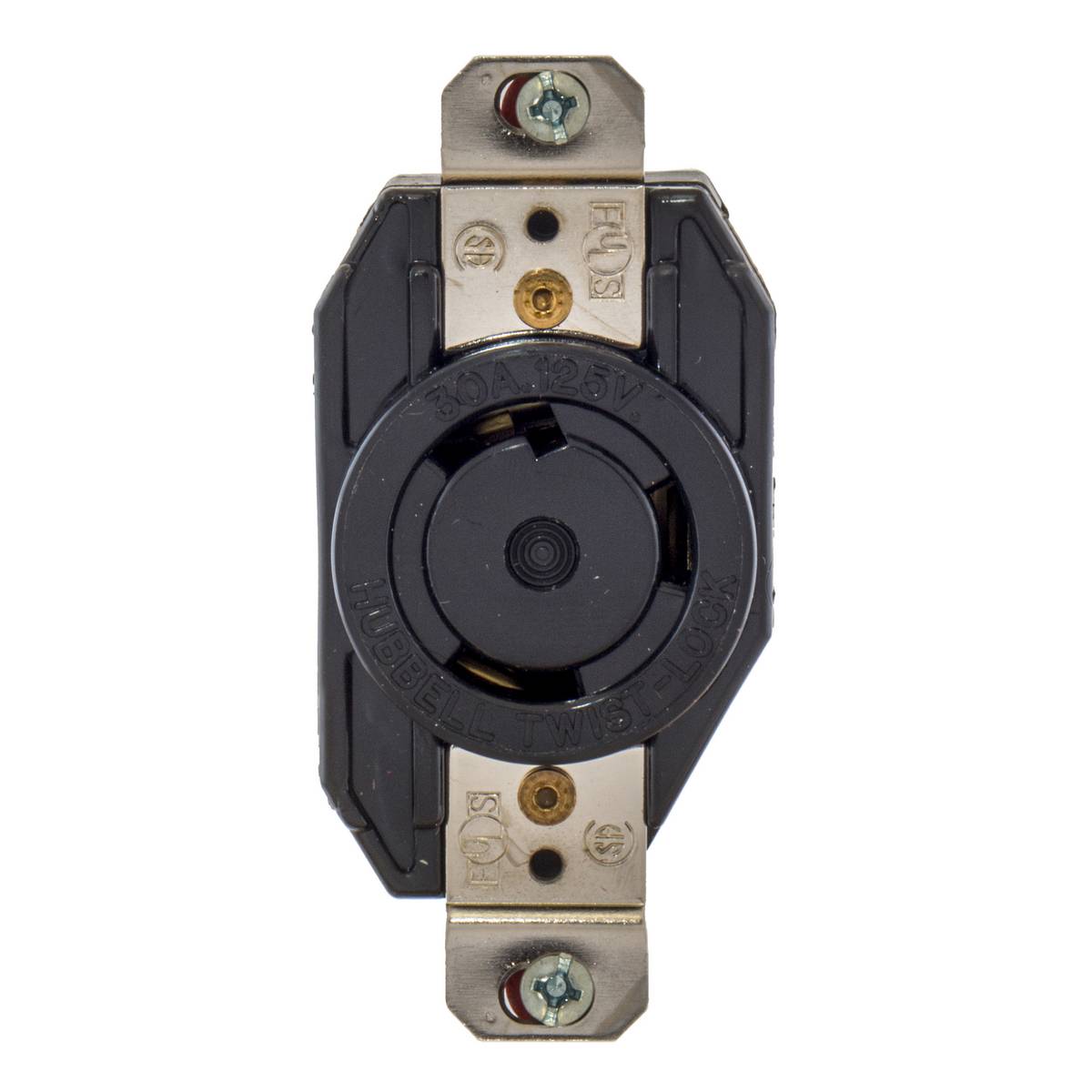 EATON Wiring Devices Arrow Hart™ L530R Single Locking Receptacle, 125 VAC, 30 A, 2 Poles, 3 Wires, Black