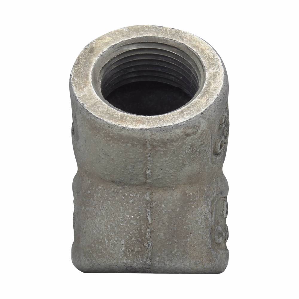 Crouse-Hinds EL3 EL Series Female Conduit Elbow, 1 in Trade, 45 deg, Ductile Iron/Feraloy® Iron Alloy, Aluminum Acrylic Painted/Electro-Galvanized