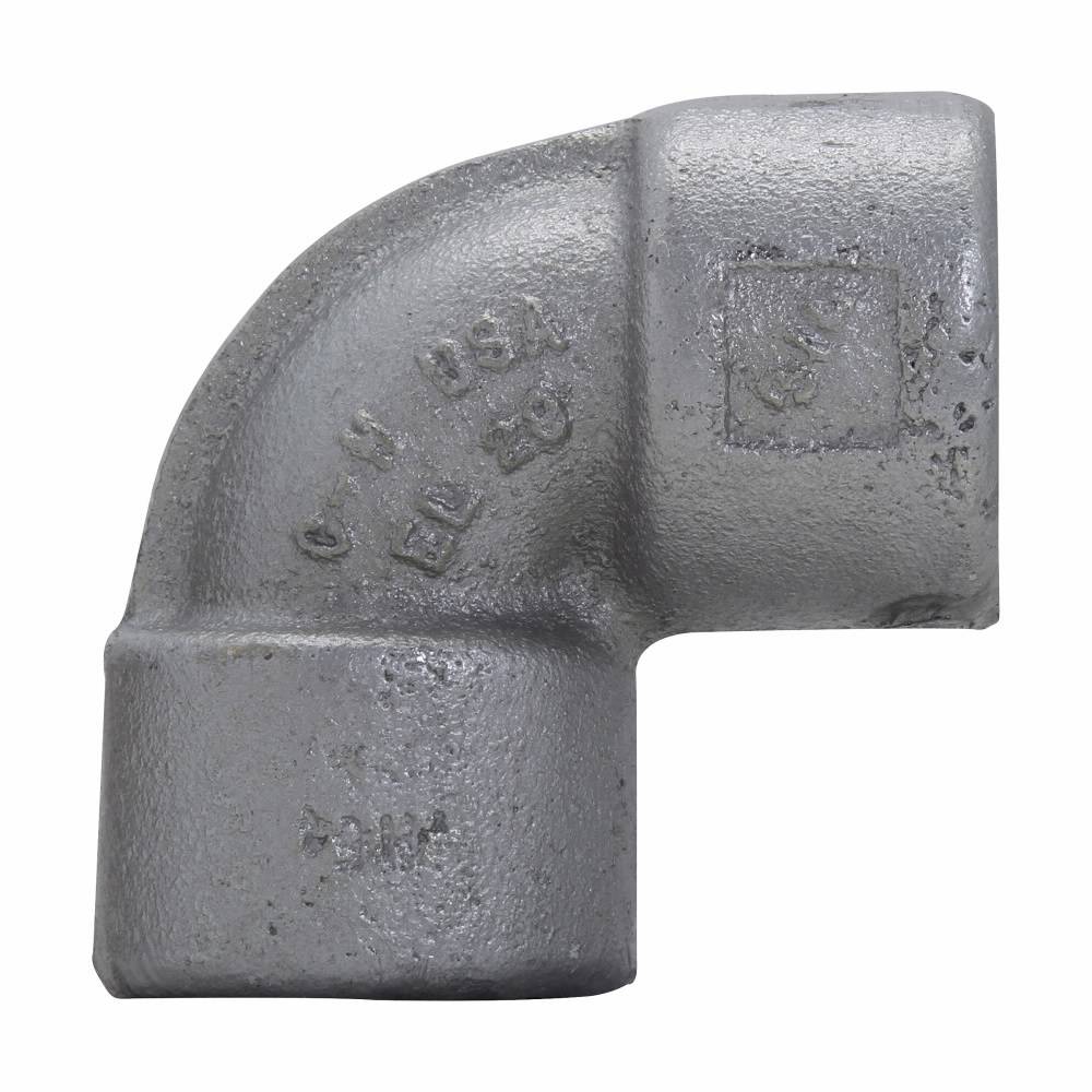 Crouse-Hinds EL19 EL Series Female Conduit Elbow, 1/2 in Trade, 90 deg, Ductile Iron/Feraloy® Iron Alloy, Aluminum Acrylic Painted/Electro-Galvanized