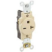 Leviton® 5461-R 1-Phase Heavy Duty Single Straight Blade Receptacle, 250 VAC, 20 A, 2 Poles, 3 Wires, Red