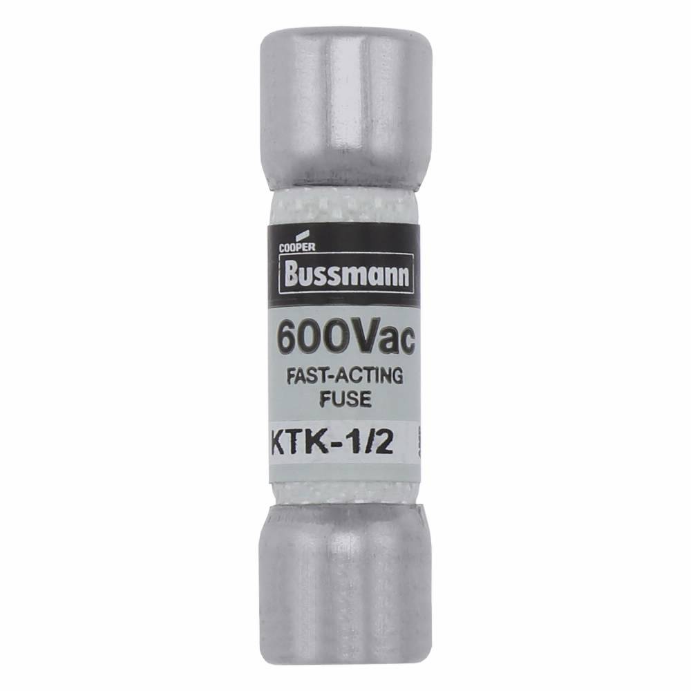 Bussmann Limitron™ KTK-1/2 Fast Acting Low Voltage Supplemental Fuse, 0.5 A, 600 VAC, 100 kAIC Interrupt, Class: Supplemental, Cartridge Body
