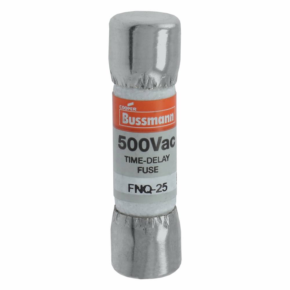 Bussmann Tron® FNQ-25 Low Voltage Supplemental Time Delay Midget Fuse, 25 A, 500 VAC, 10000 A Interrupt, Class: Supplemental, Cartridge Body