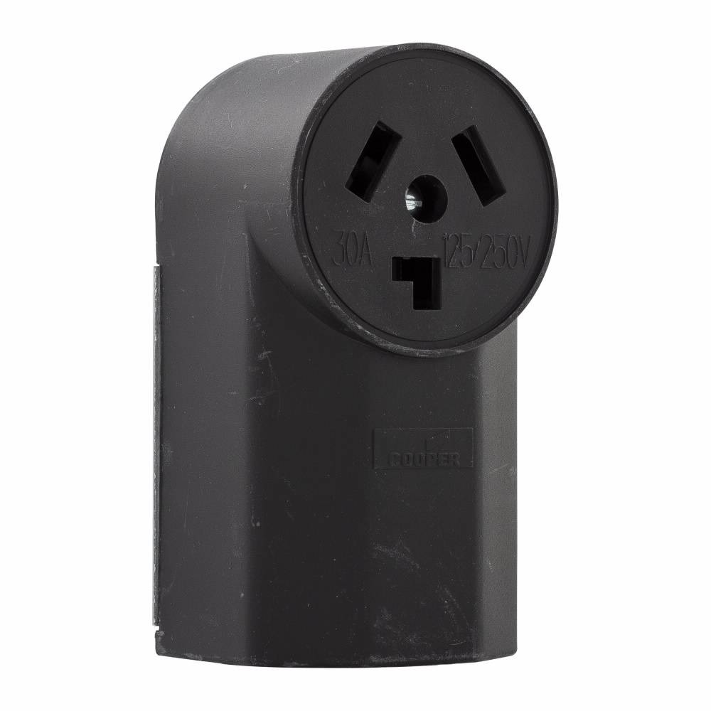 EATON Arrow Hart™ Eaton Wiring Devices 125 Single Straight Blade Receptacle, 125/250 VAC, 30 A, 3 Poles, 3 Wires, Black