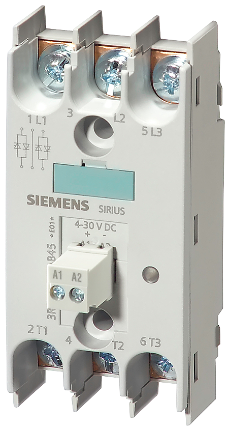 Siemens SIRIUS 3RF2230-3AC45 3-Phase Semiconductor Zero Point Switching Solid State Relay, 30 A, 3NO Contact, 48 to 600 VAC, 4 to 30 VDC Coil
