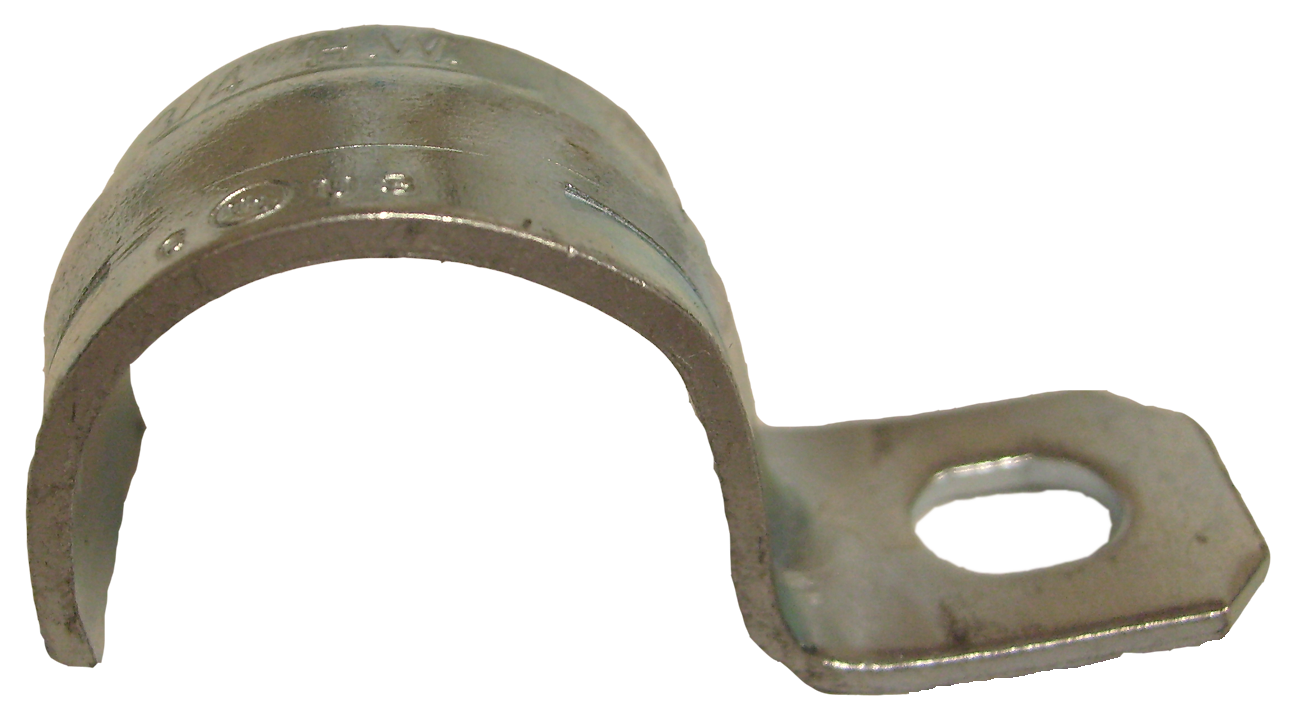 Allied Tube & Conduit SE125-1KON 1-Hole Conduit Strap, 1-1/4 in, For Use With EMT Conduit, Steel, Zinc Plated
