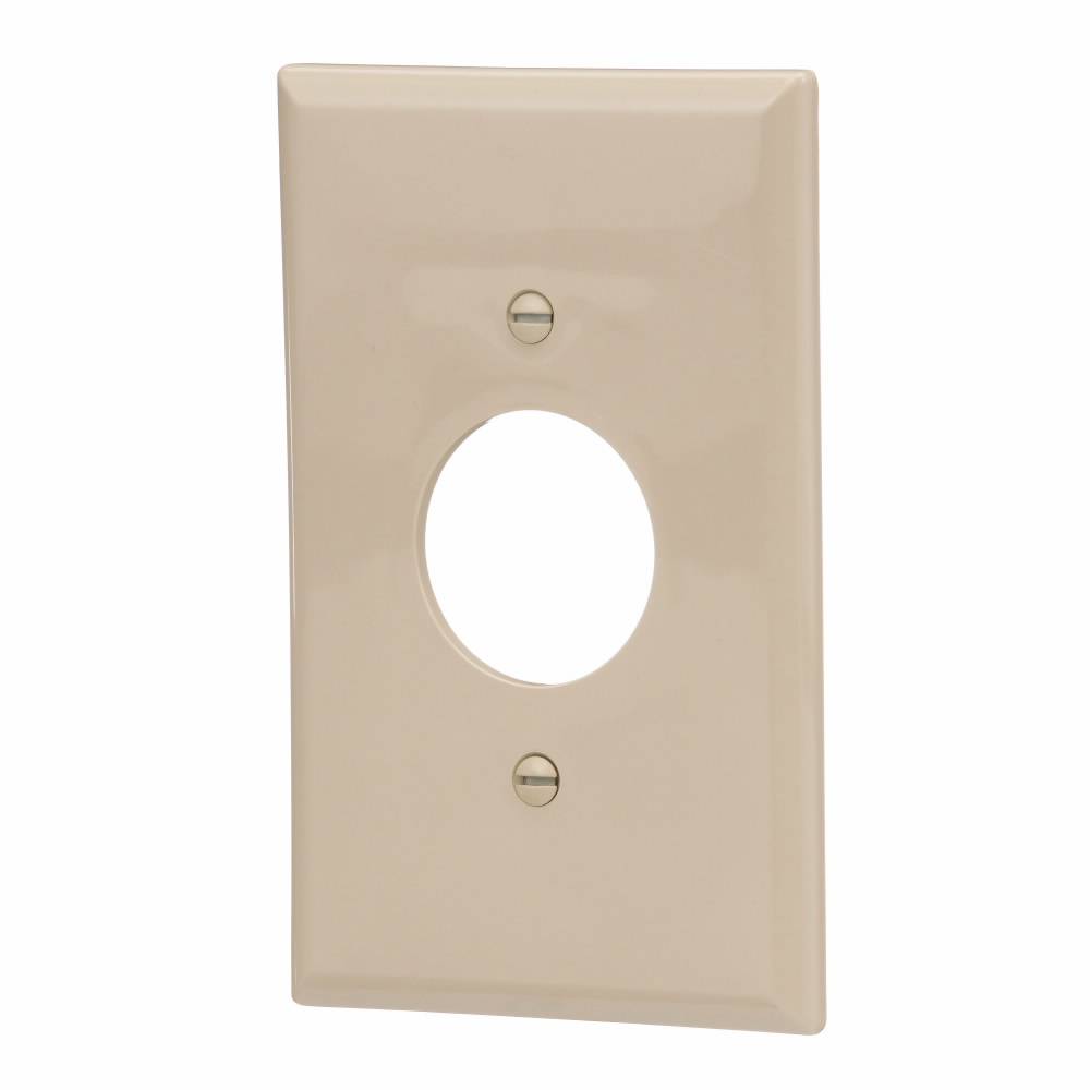 EATON Arrow Hart PJ7V Mid-Size Screwless Receptacle Wallplate, 1 Gang, 4.87 in H x 3.12 in W, Polycarbonate, Ivory