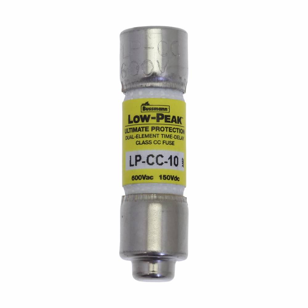 Bussmann Low-Peak™ LP-CC-10 Current Limiting Time Delay Fuse, 10 A, 600 VAC/150 VDC, 200/20 kAIC Interrupt, CC Class, Cylindrical Body