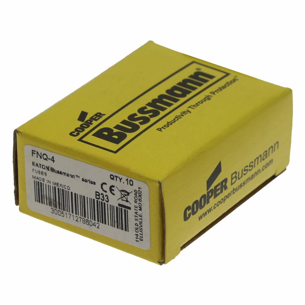 Bussmann Tron® FNQ-4 Time Delay Fuse, 4 A, 500 VAC, 10 kAIC Interrupt, Class: Supplemental, Cartridge Body