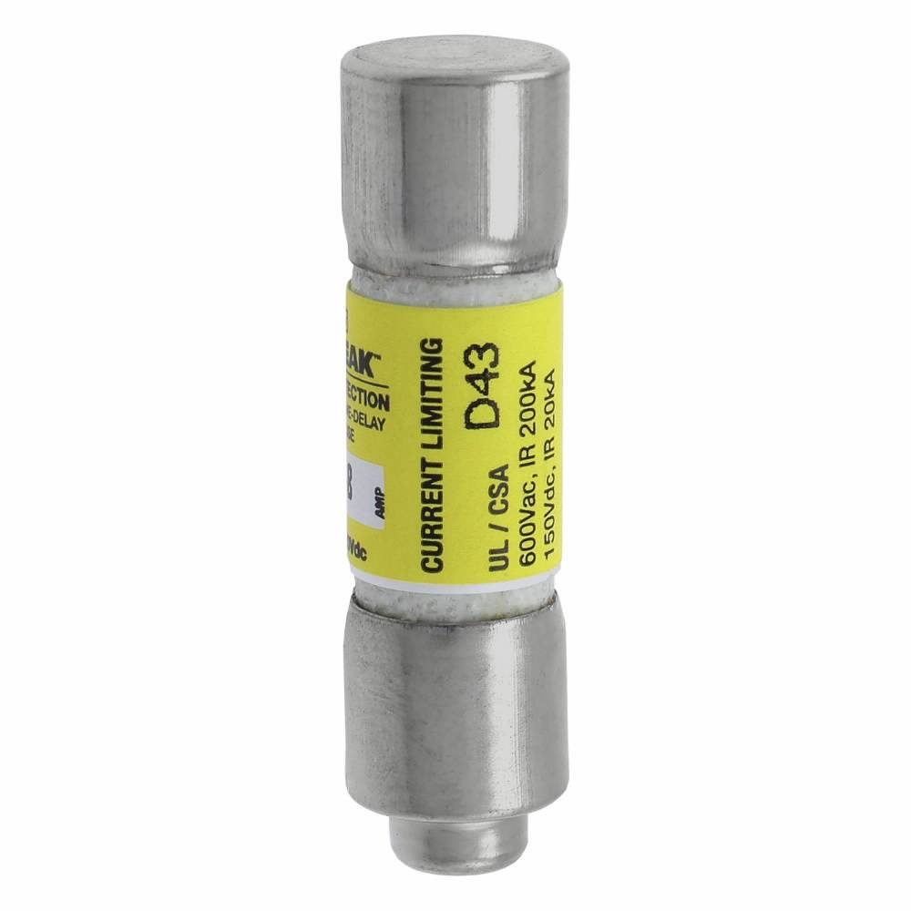 Bussmann Low-Peak™ LP-CC-8 Current Limiting Time Delay Fuse, 8 A, 600 VAC/150 VDC, 20/200 kA Interrupt, CC Class, Cylindrical Body