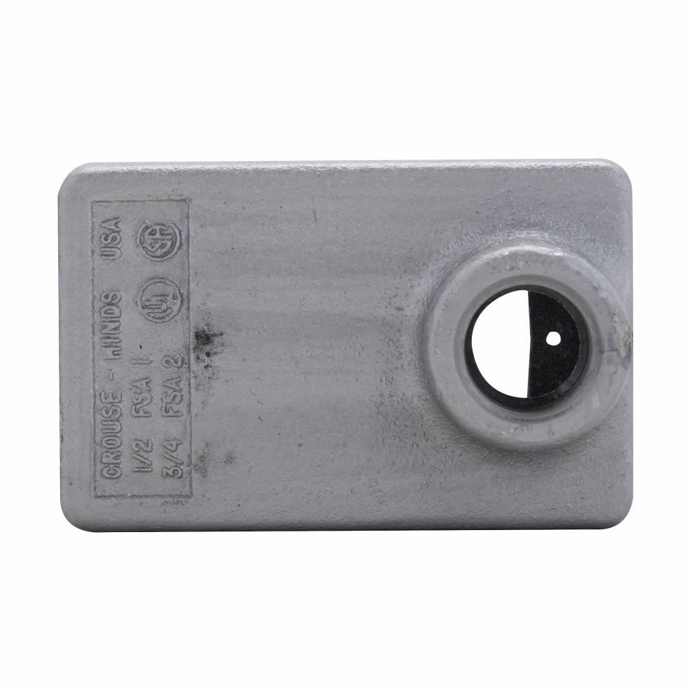 EATON Crouse-Hinds Condulet® FDA2 Type FDA 1-Entry Back Feed Deep Conduit Device Box, Feraloy® Iron Alloy, 1 Gang, 2-3/4 in W x 3-9/16 in D x 4-9/32 in H