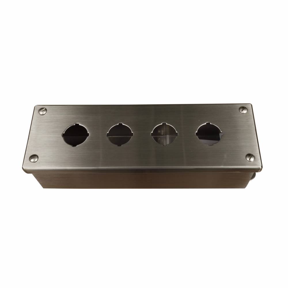 EATON 10250TN36 4-Element Heavy Duty Oiltight/Watertight Pushbutton Enclosure, 19.4 in L x 4.8 in W x 4.1 in D, NEMA 4/4X/12 NEMA Rating, 304 Stainless Steel