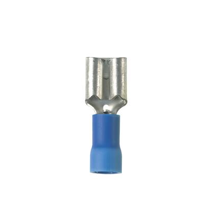 Panduit® Pan-Term™ DV14-187B-C Type DV-B Loose Piece Vibration-Resistant Female Disconnect, 16 AWG Conductor, 0.187 in W x 0.032 in THK Tab, Butted Seam/Funnel Entry Barrel, Brass, Blue, Barrel Insulated