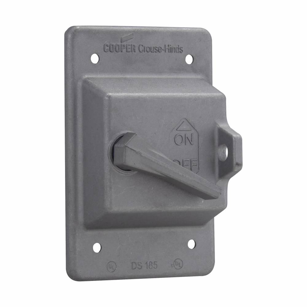 Crouse-Hinds DS185 DS Series Raintight Device Box Cover With Gasket, 2.91 in L x 2.08 in W, Snap Switch Cover, Die Cast Aluminum