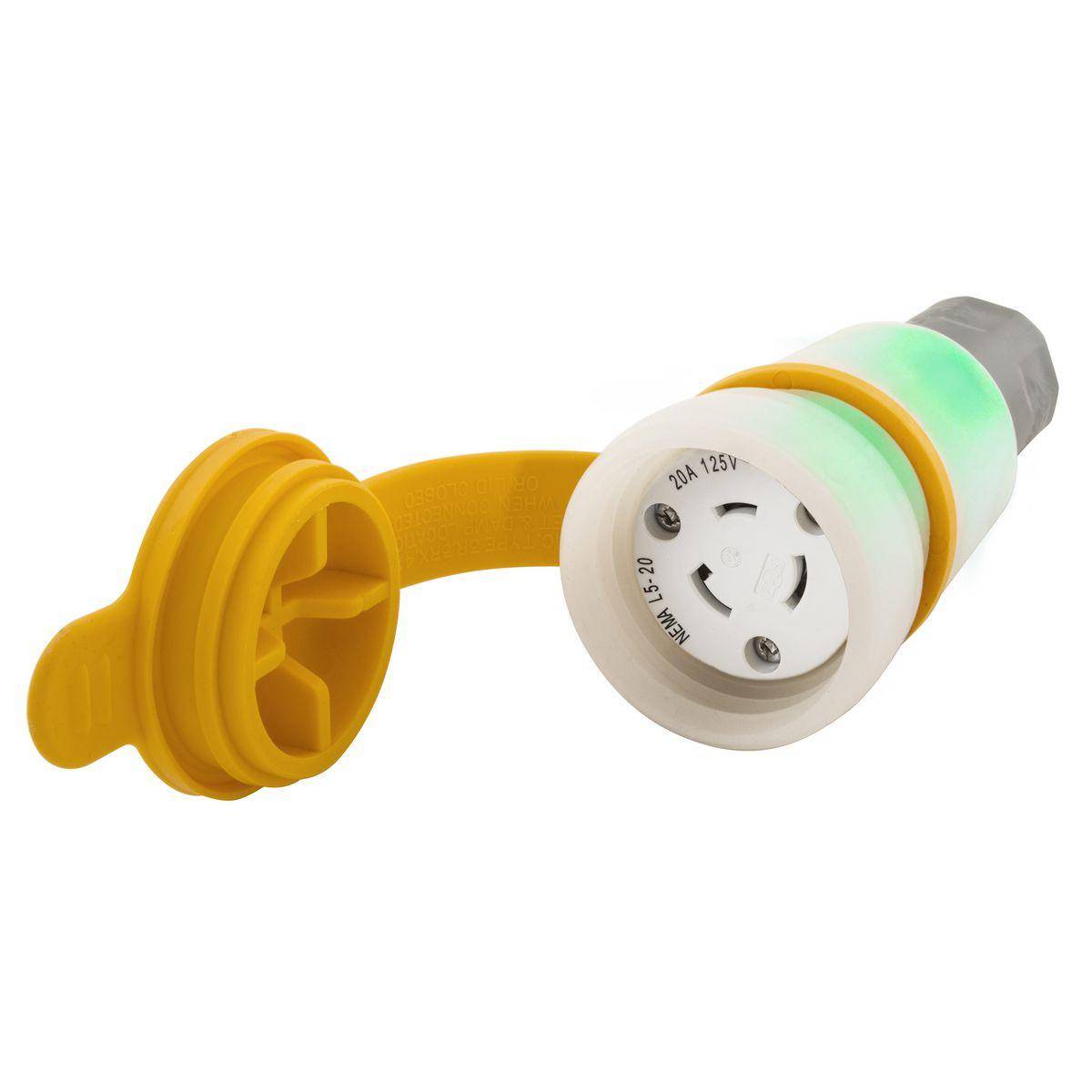 Wiring Device-Kellems Twist-Lock® HBL27W47WC 1-Phase Female Grounding Insulated Illuminated Watertight Standard Cord Mount Locking Connector, 125 VAC, 20 A, 2 Poles, 3 Wires, Clear