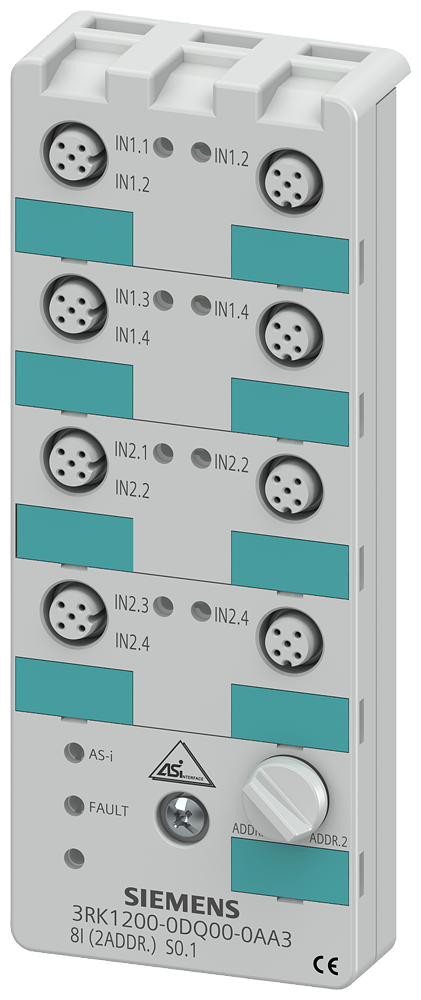 Siemens 3RK1200-0DQ00-0AA3 AS-Interface Compact Digital I/O Module, 8 Inputs