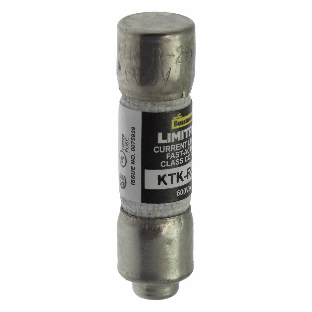 Bussmann Limitron™ KTK-R-25 Current Limiting Fast Acting Fuse, 25 A, 600 V, 200 kAIC Interrupt, CC Class, Cylindrical Body
