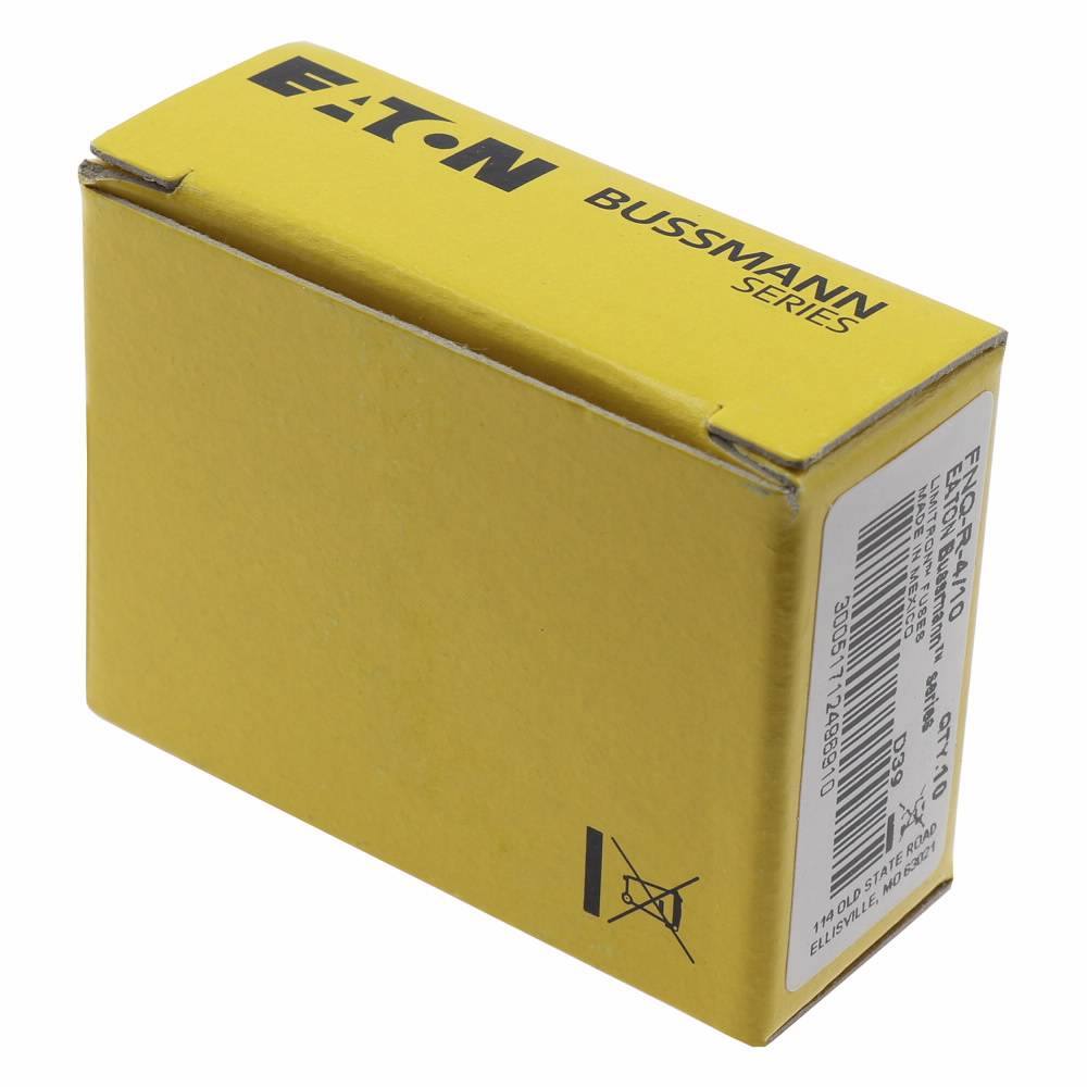Bussmann CC-Tron® FNQ-R-4/10 Current Limiting Time Delay Fuse, 0.4 A, 600 V, 200 kAIC Interrupt, CC Class, Cylindrical Body