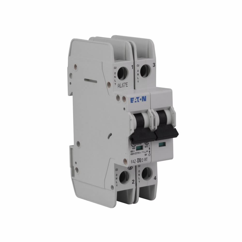 EATON FAZ-D40/2 Supplementary Protector, 480Y/277 VAC, 40 A, 7.5 to 15 kA Interrupt, 2 Poles, 10-20X/D-Curve Trip