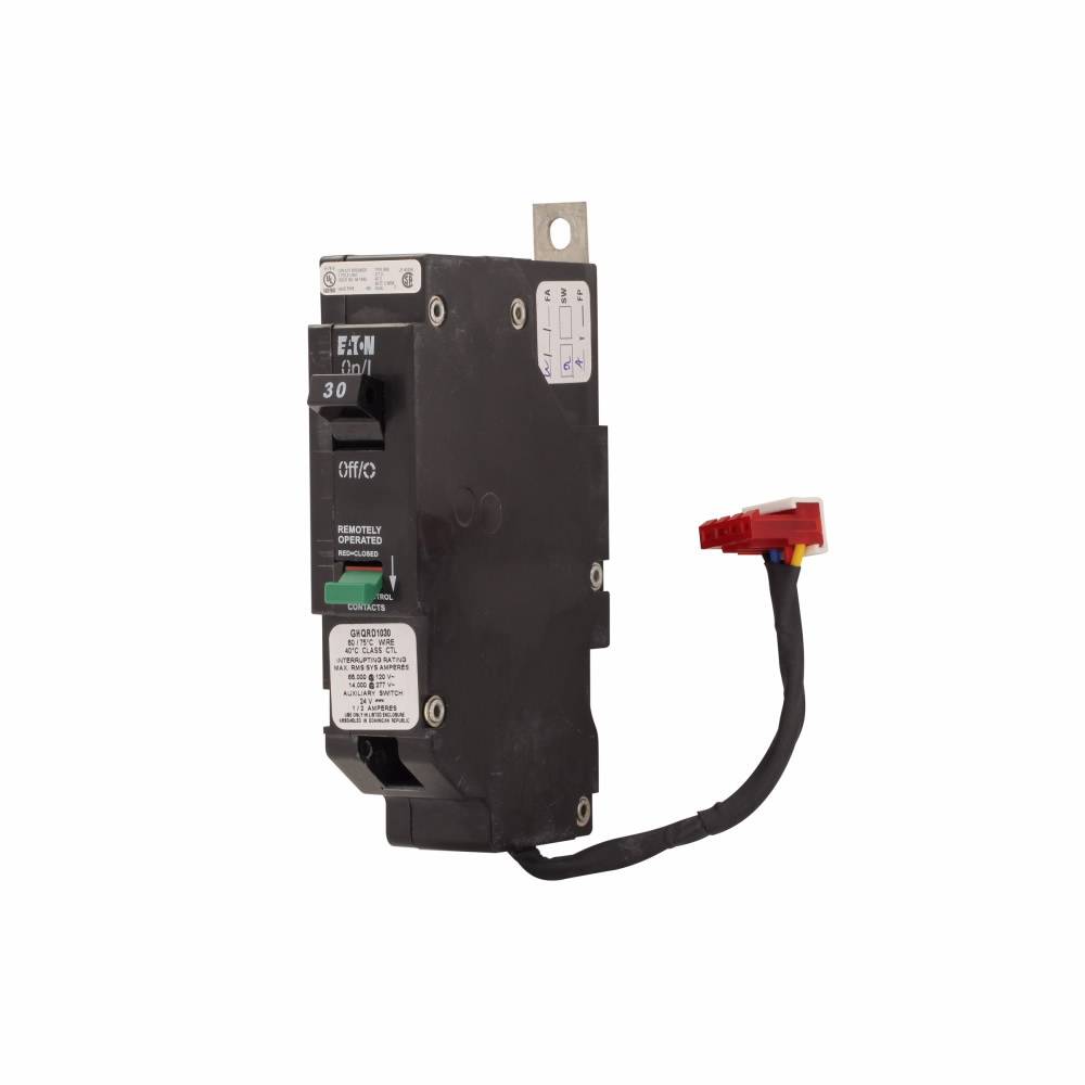 EATON GHQRD1020 Type GHQ Remote Operated Circuit Breaker, 277 VAC, 20 A, 14 kA Interrupt, 1 Poles, Thermal Magnetic/Solenoid Operated Trip
