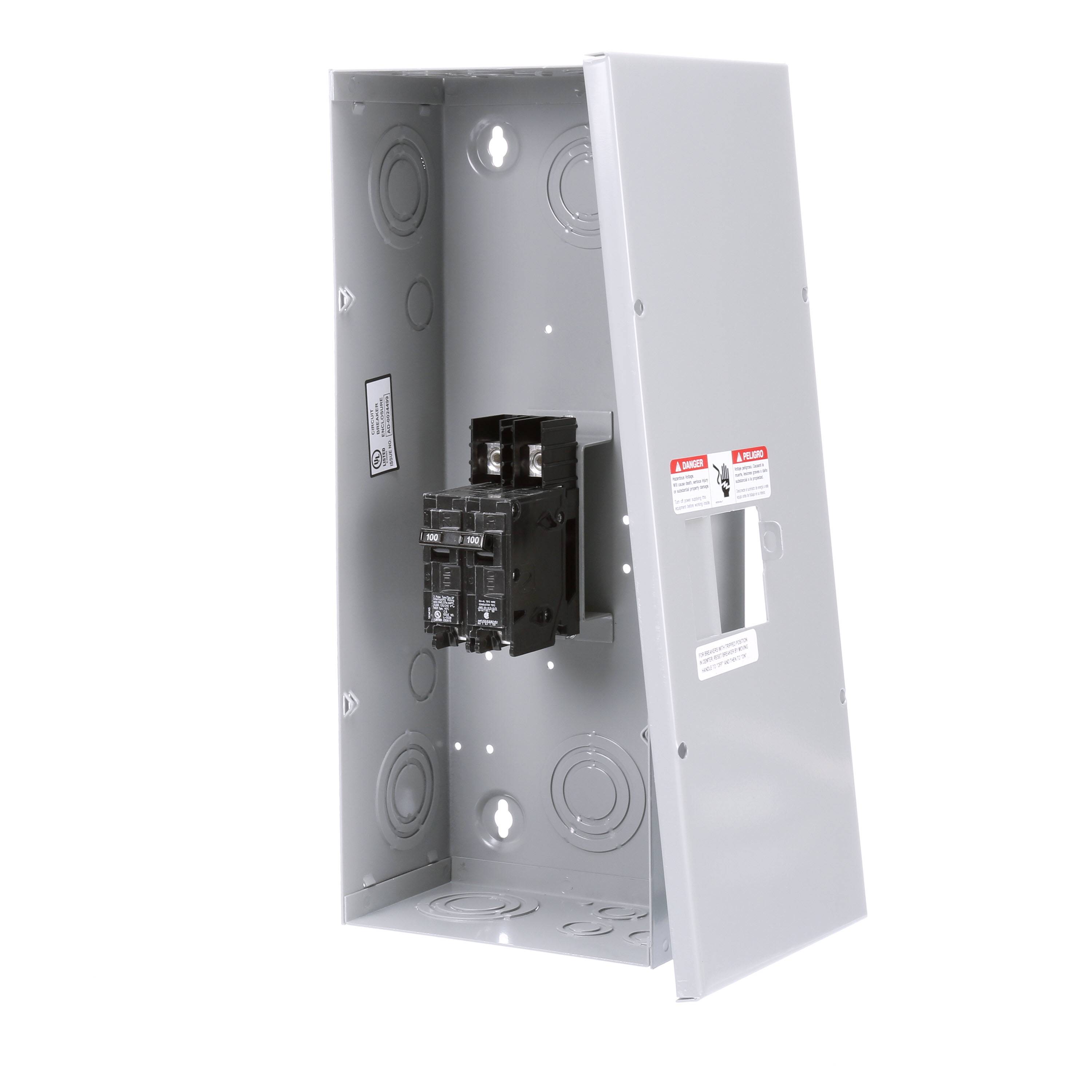 Siemens E0202MB1100 1-Phase 3-Wire Circuit Breaker Enclosure, 7-3/8 in W x 4-5/16 in D x 17-1/8 in H, NEMA 1, Aluminum