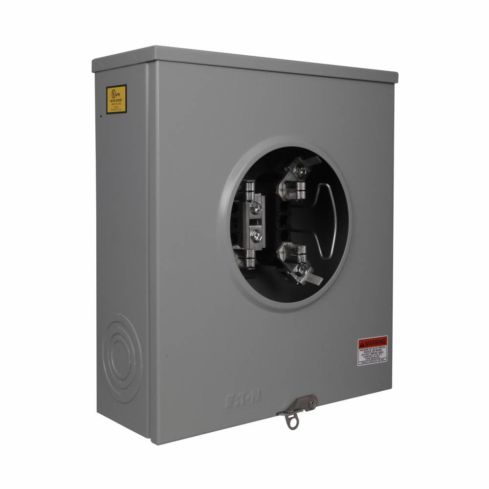 EATON Cutler-Hammer 1009874ACH 3-Wire 1-Position Residential Service Single Meter Socket With Horn Bypass, 600 VAC, 200 A, 1 Phase