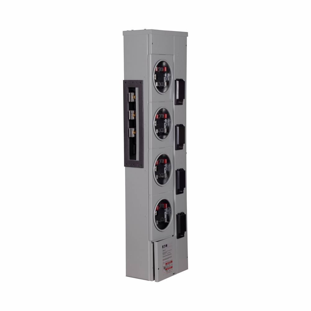EATON 1MM412R 4-Socket Multiple Metering Meter Stack Module, 120/240 VAC, 125 A, 1 ph Phase, 4 Wires, NEMA 3R Enclosure