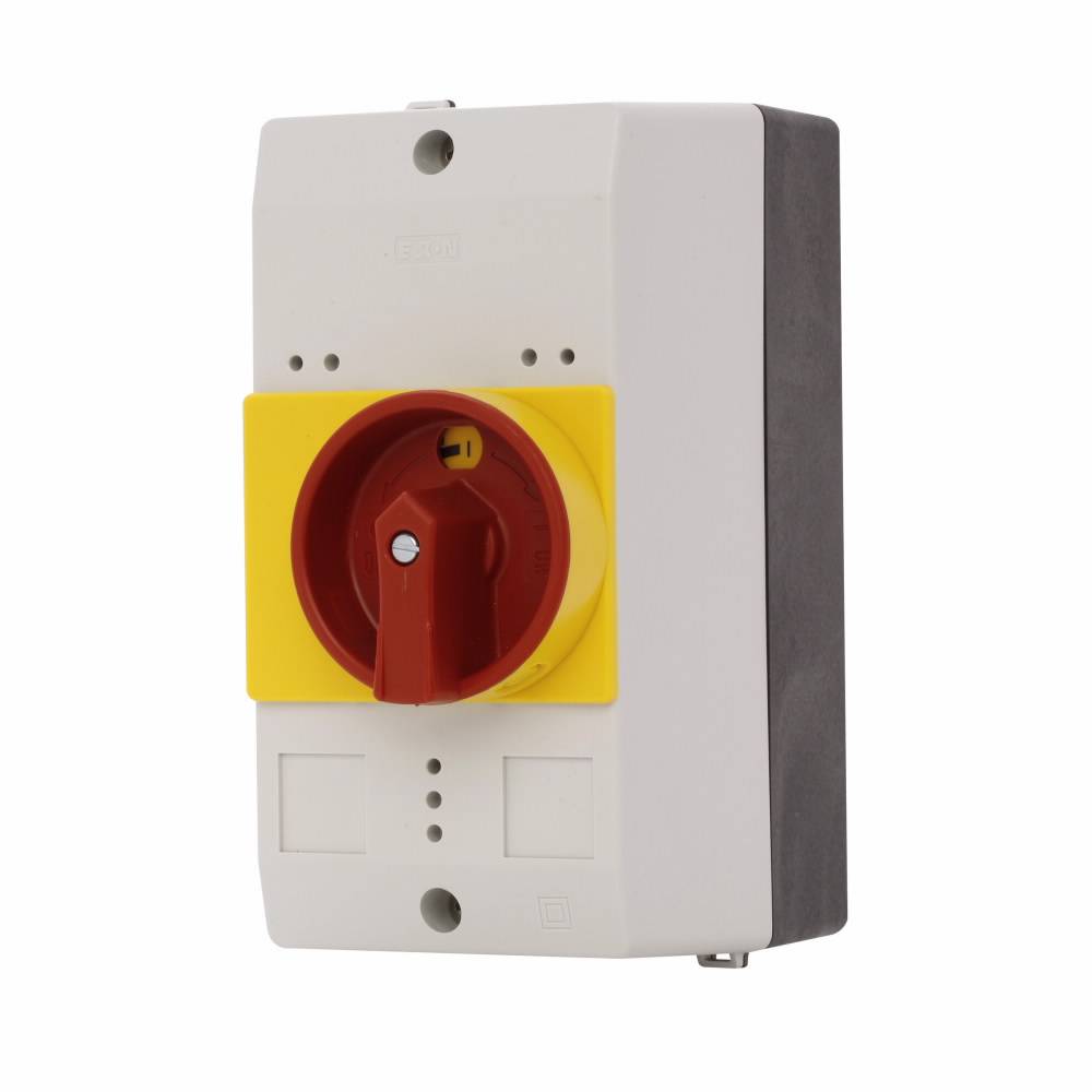 EATON XTPAXENCS55RY Insulated Enclosure With Red/Yellow Rotary Handle, 6.22 in H x 3.15 in W x 4.94 in D
