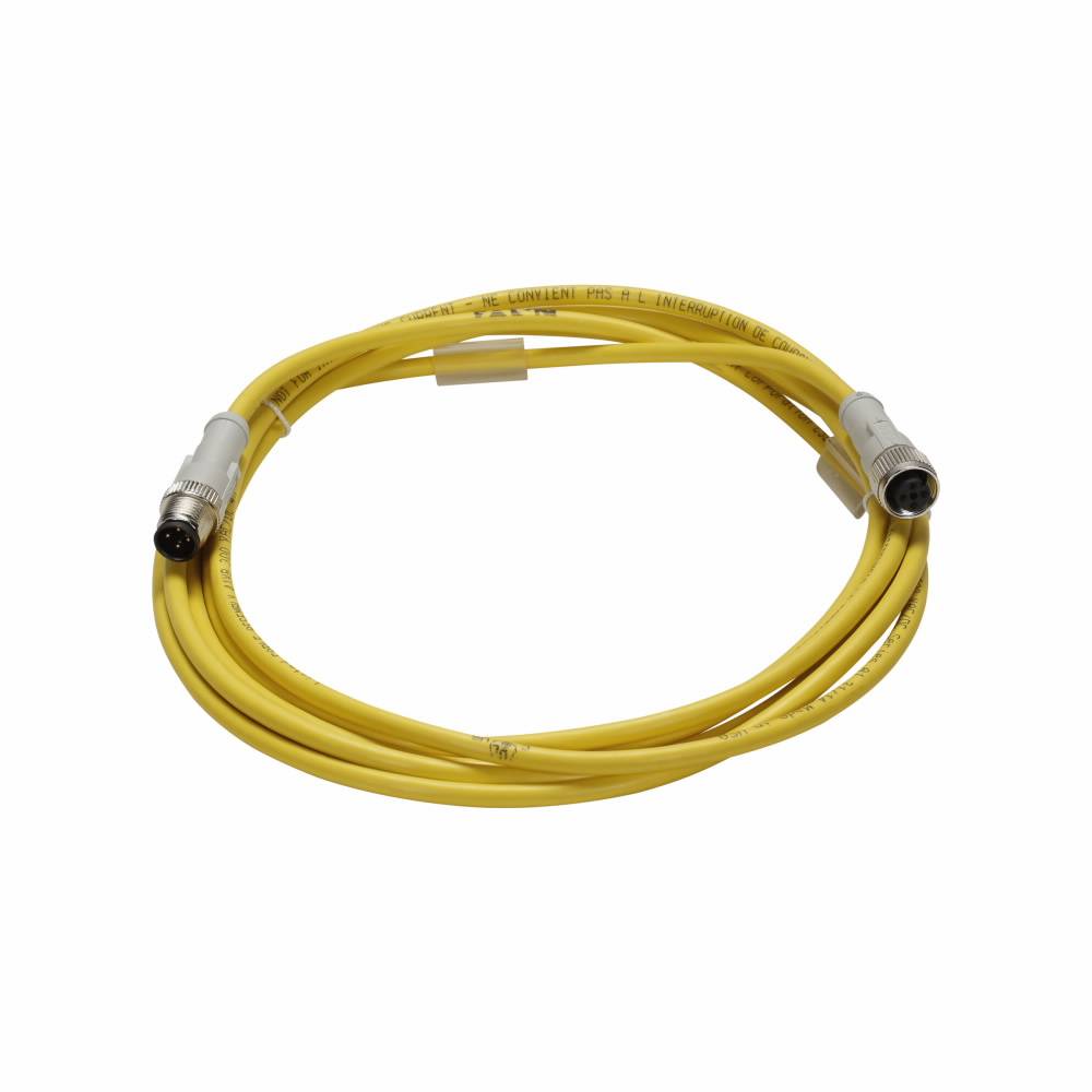 EATON CSDS4A4CY2203-D Global Plus 4-Wire Double End Standard Connector Cable, M12x1 4-Pin Micro-Style Straight Female x Micro-Style Straight Male Connector, 3 m L Cable, 4 Poles, Single Keyway