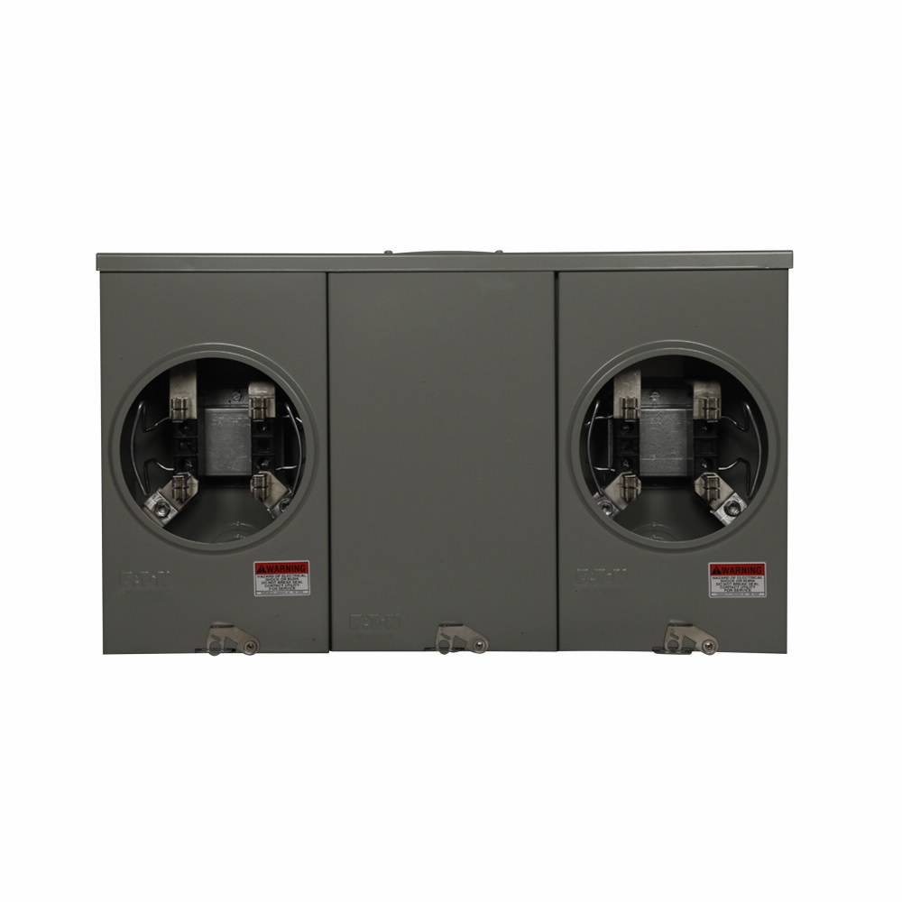 EATON 1004401BCH 2-Position 3-Wire Horizontal Ganged Horn Bypass Meter Socket, 600 VAC, 200 A, 1 ph Phase