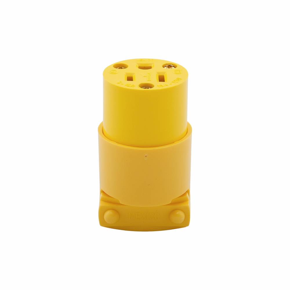 EATON Arrow Hart™ Eaton Wiring Devices 4887-BOX Straight Blade Connector, 125 VAC, 15 A, 2 Poles, 3 Wires, Yellow