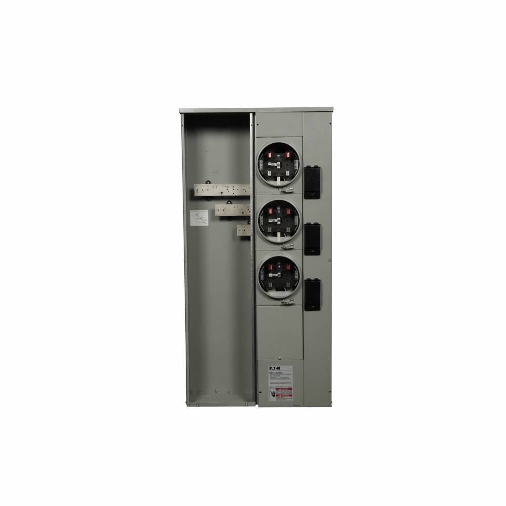 EATON 1MP3124RRL 3-Wire Group Metering Meter Pack, 125 A Self-Contained Socket, Underground Feed, 120/240 VAC, 400 A Bus