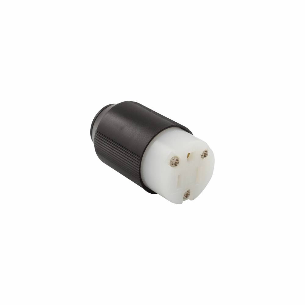 EATON Arrow Hart™ AutoGrip™ Eaton Wiring Devices 5269N Straight Blade Connector, 125 VAC, 15 A, 2 Poles, 3 Wires, Black/White