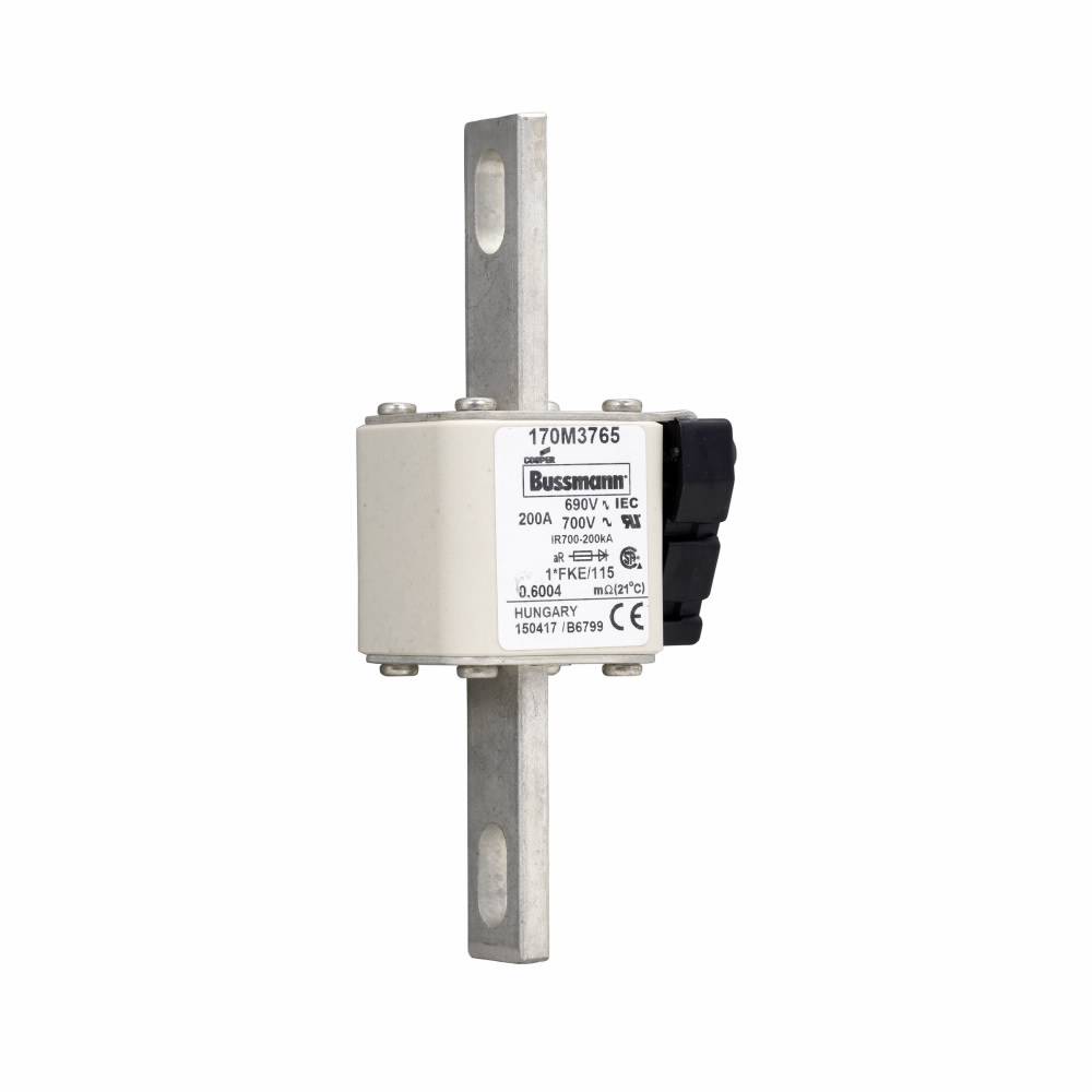 Bussmann 170M3765 Semi-Conductor High Speed Fuse, 200 A, 690 V, 200 kA Interrupt, Class: aR, Square Body