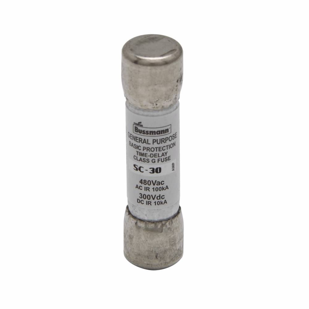 Bussmann BP/SC-30 Current Limiting Fast Acting Time Delay Cartridge Fuse, 20 A, 480 VAC/300 VDC, 10/100 kA Interrupt, G Class