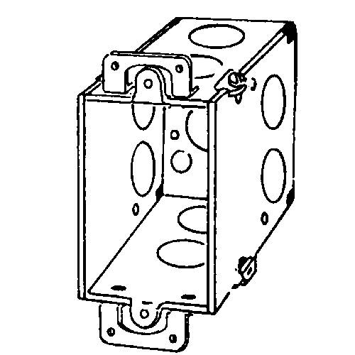 Appleton® 333D Square Corner Gangable Switch Box, Steel, 18 cu-in Capacity, 1 Gangs, 9 Knockouts