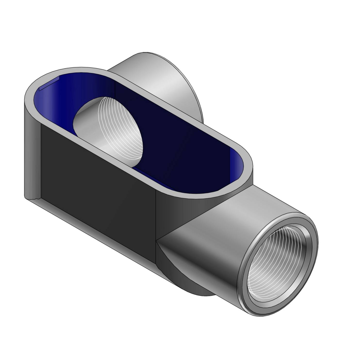 T&B® BlueKote® LL37 Type LL Conduit Body, 1 in Hub, Form 7 Form, 10.6 cu-in Capacity, Iron, Epoxy Powder Coated/Zinc Plated